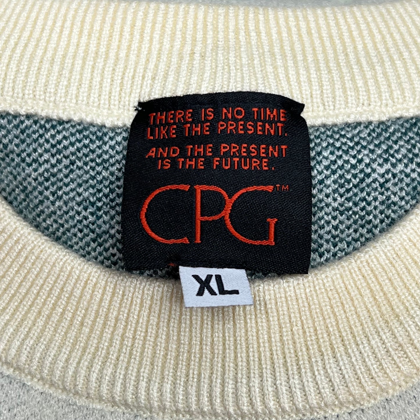 CPG CODEGRAPHY WORLDWIDE Sweater Women's Sz XL Green/Crème WCPG-SWTR-NTRL-2022-3