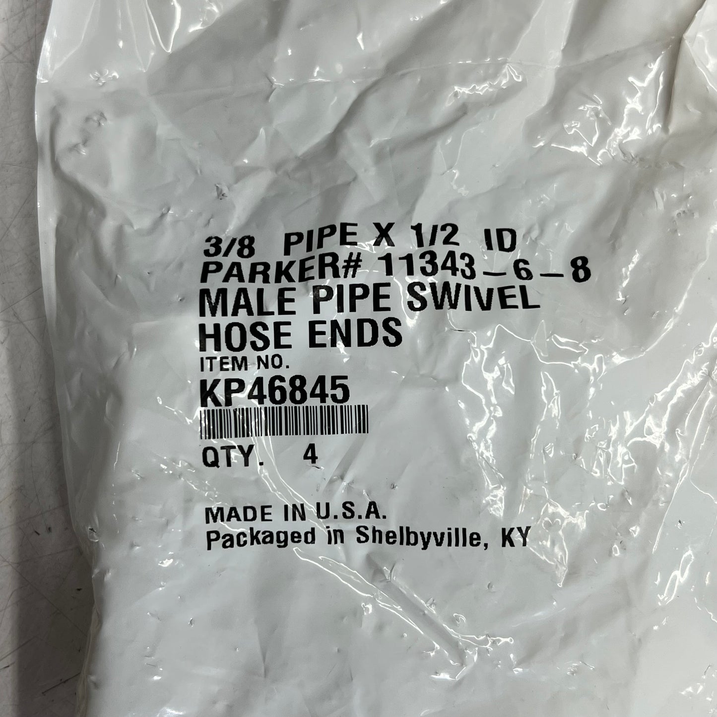 PARKER (4 PACK) Hydraulic Hose Male Npt Swivel Fitting 3/8-18 Thread KP46845