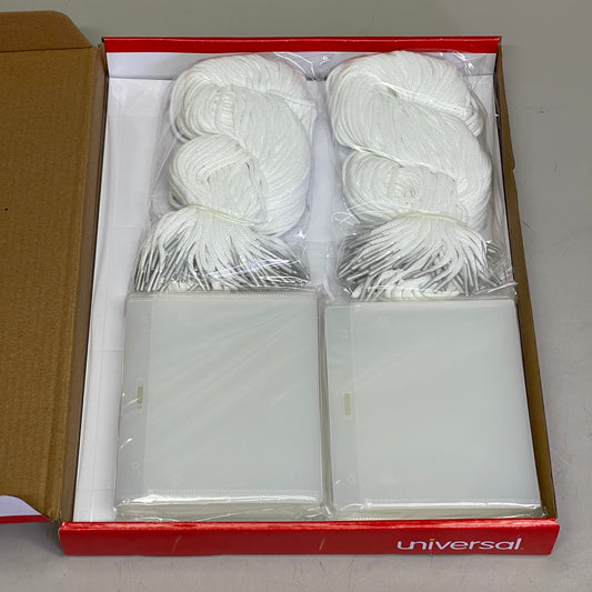 UNIVERSAL (100 PACK) Lanyard Style Badge Holders 3"x4" Cards Clear UNV56005