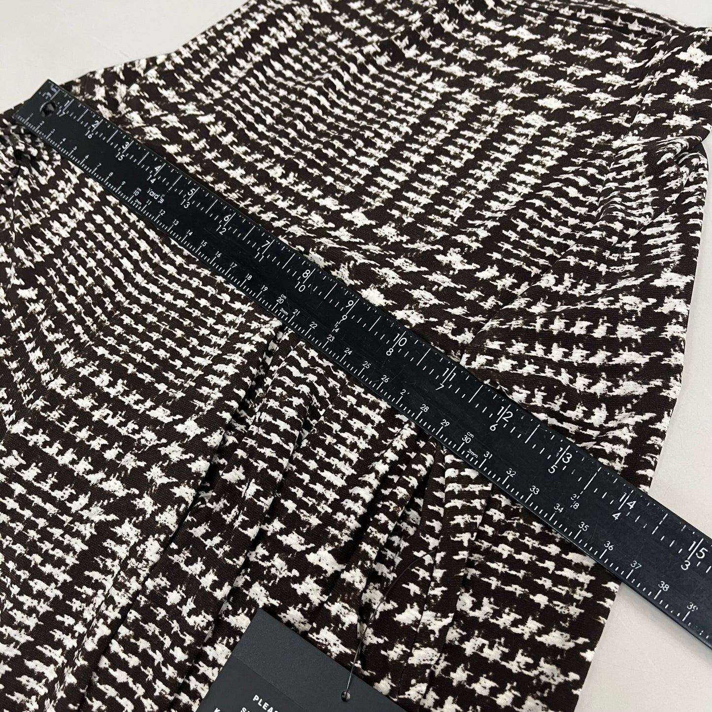 NORMA KAMALI High Waist Pleat Pant Women's Sz S/32 Chocolate Glenn Plaid Tweed