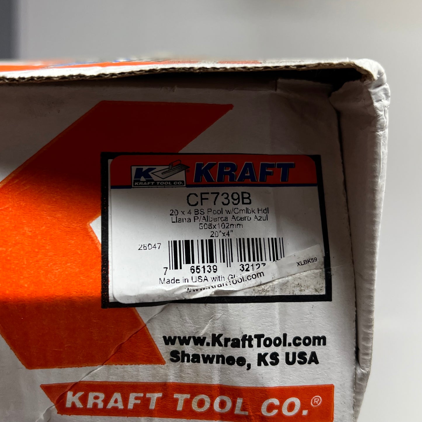 KRAFT TOOLS Professional Grade Pool Trowel 20L"x4" L Blue Steel CF739B