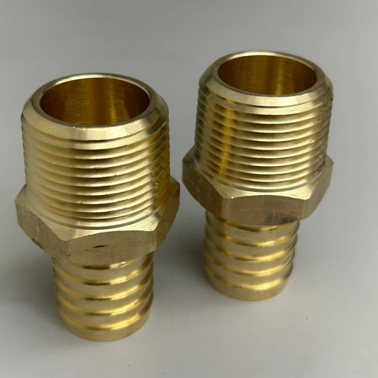 COILHOUSE PNEUMATICS (2 Pack) Barbed Hose Fitting Male Connector 1" Brass 125HBL-16-16