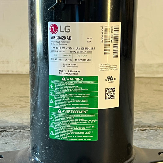 LG Hermetic Scroll Compressor R140A Refrigerant Type 208-230V ABG042KAB