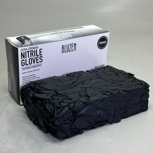 ZA@ BLUZEN (10 PACK of 100Gloves) Nitrile Gloves Textured Fingertips, Black Sz XL NIT104XL (New) C