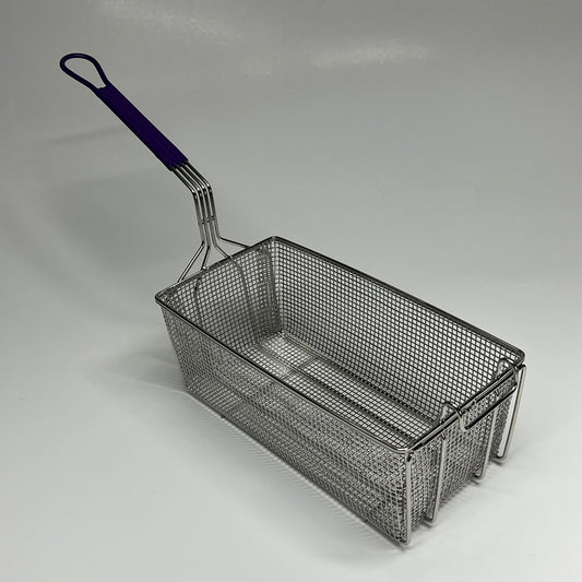 ZA@ TWENTY FOUR 7 GLOBAL SOLUTIONS (2 PACK) Rectangle Fry Basket W/ Silicone Handle 15.5"x8.215"x5.75" Chrome/Purple 4054