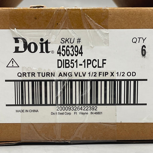 DO IT BEST (6 PACK) Quarter Turn Angle Valve 1/2" FIP x 1/2" OD 456394 DIB51-1PCLF