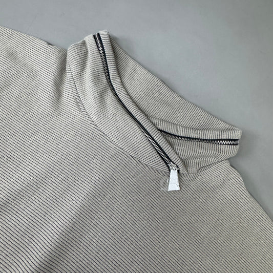 MULTIPLES Zippered Cowl Neck Top Petite Women's Sz PXL Stone M44802TP