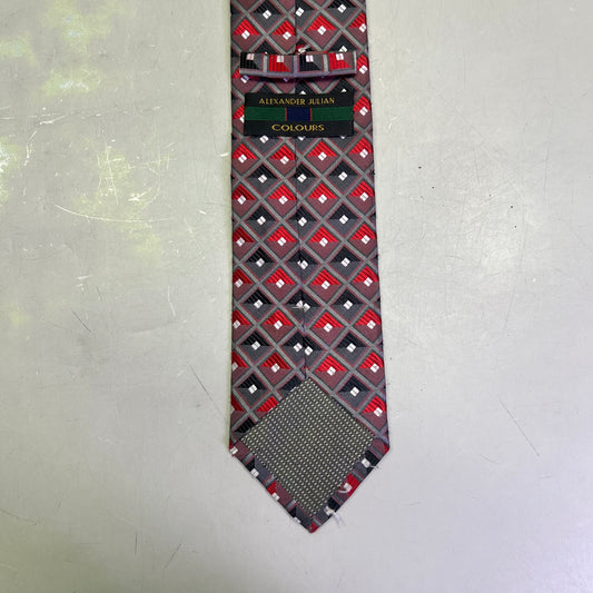 ALEXANDER JULIAN COLOURS Diamond Pattern Polyester Tie 60" Red (Pre-Owned)
