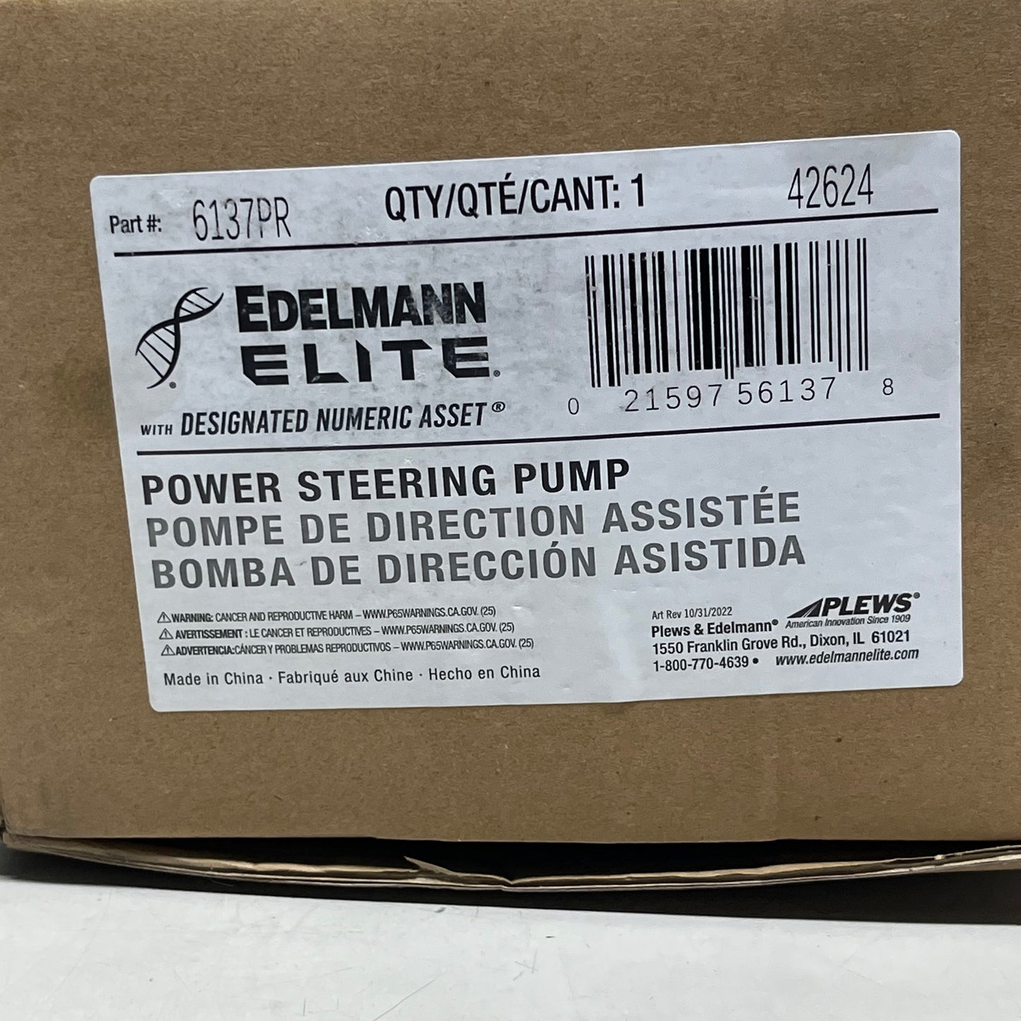 EDELMANN ELITE Power Steering Pump 6137PR