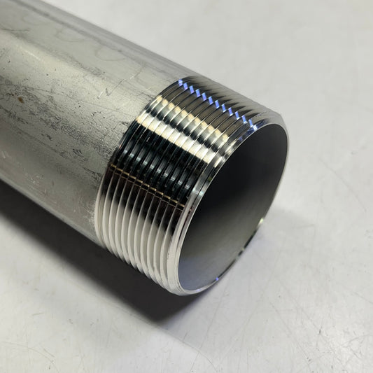 SERVICE METAL 316/l Stainless Steel Pipe Threaded Ends 2"x12" 2.38" ID Silver