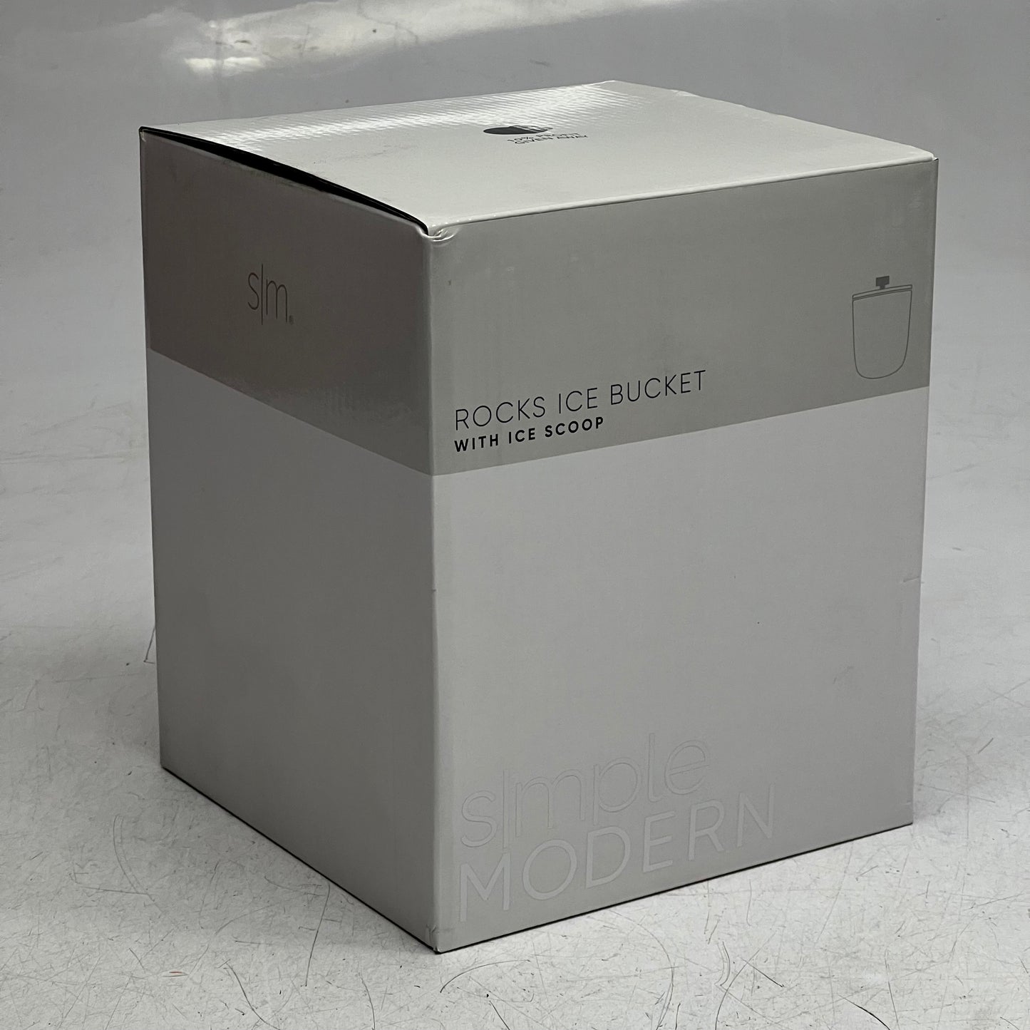 SIMPLEMODERN Rock Ice Bucket with Ice Scoop 8"H x 7"D Black ICE-100-MB