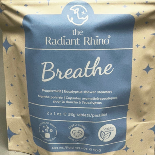 ZA@ THE RADIANT RHINO (6 PACK) Breathe Peppermint Eucalyptus Shower Steamers 2 Tablets Each A