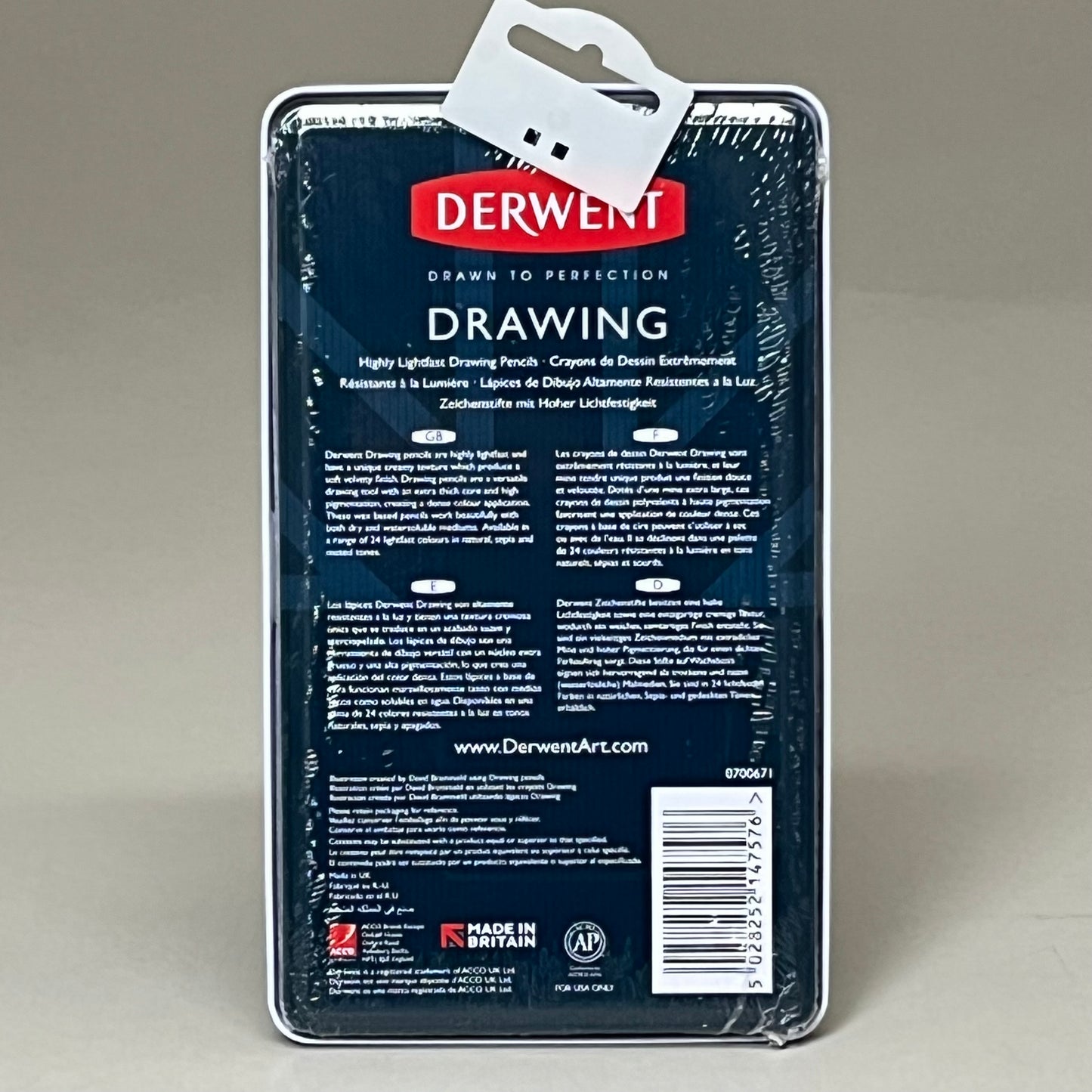 DERWENT (12 COUNT) Drawing Pencils Water Soluble in Metal Tin Case 0700671