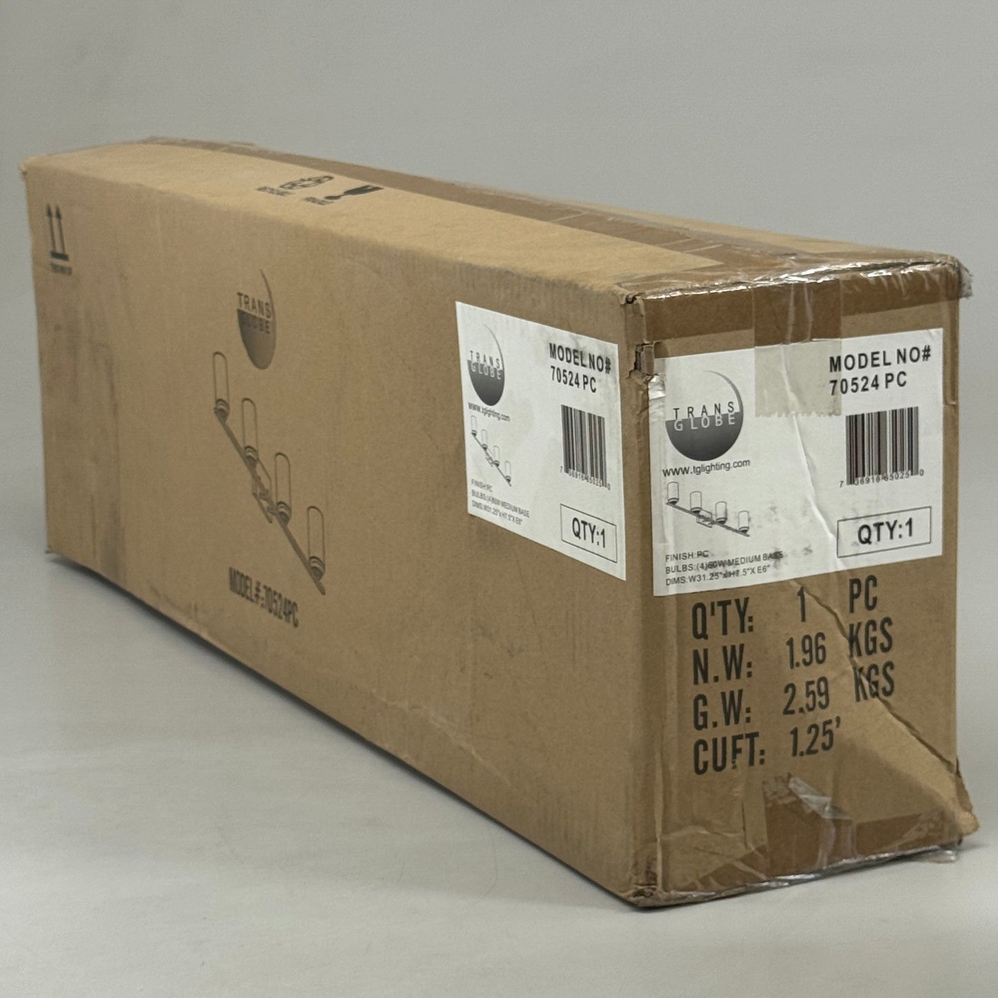 TRANS GLOBE 4-Light Glass Shaded Drum Vanity Bar 31.25"x7.5"x 6" Black 70524 (New Other- Slightly Distressed Packaging)