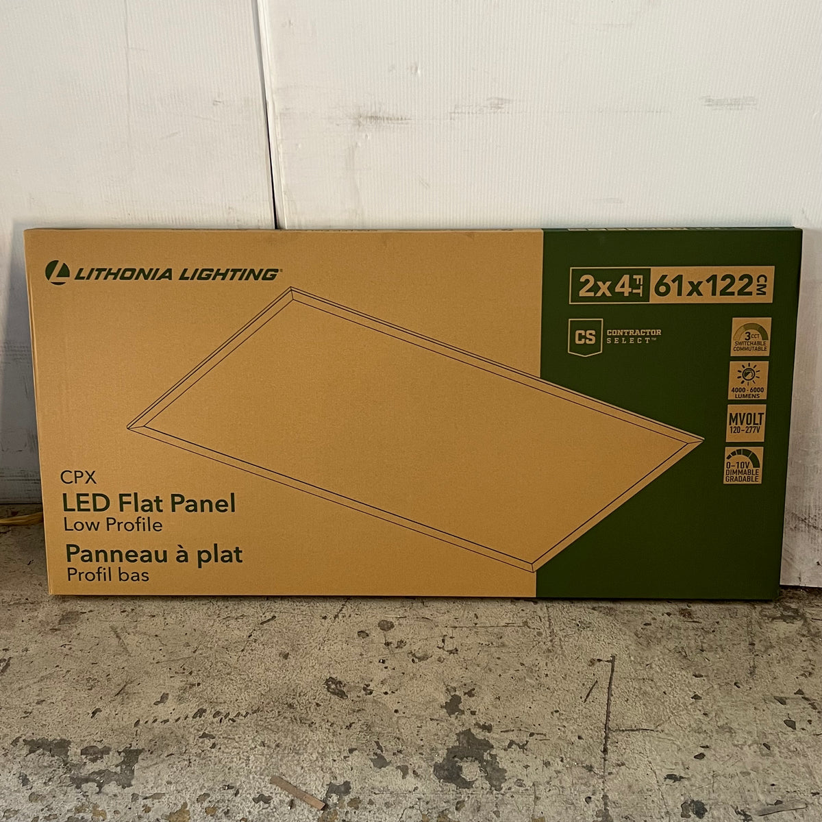 LITHONIA LIGHTING Led Flat Panel Light Switchable Color Temp & Lumens White Sz 2" x 4" CPX ALO8 SWW7 M2