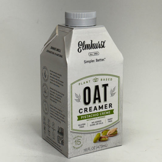 ELMHURST (6 PACK) Elmhurst Pistachio Creme Oat Creamer 16 fl oz. BB 01/27