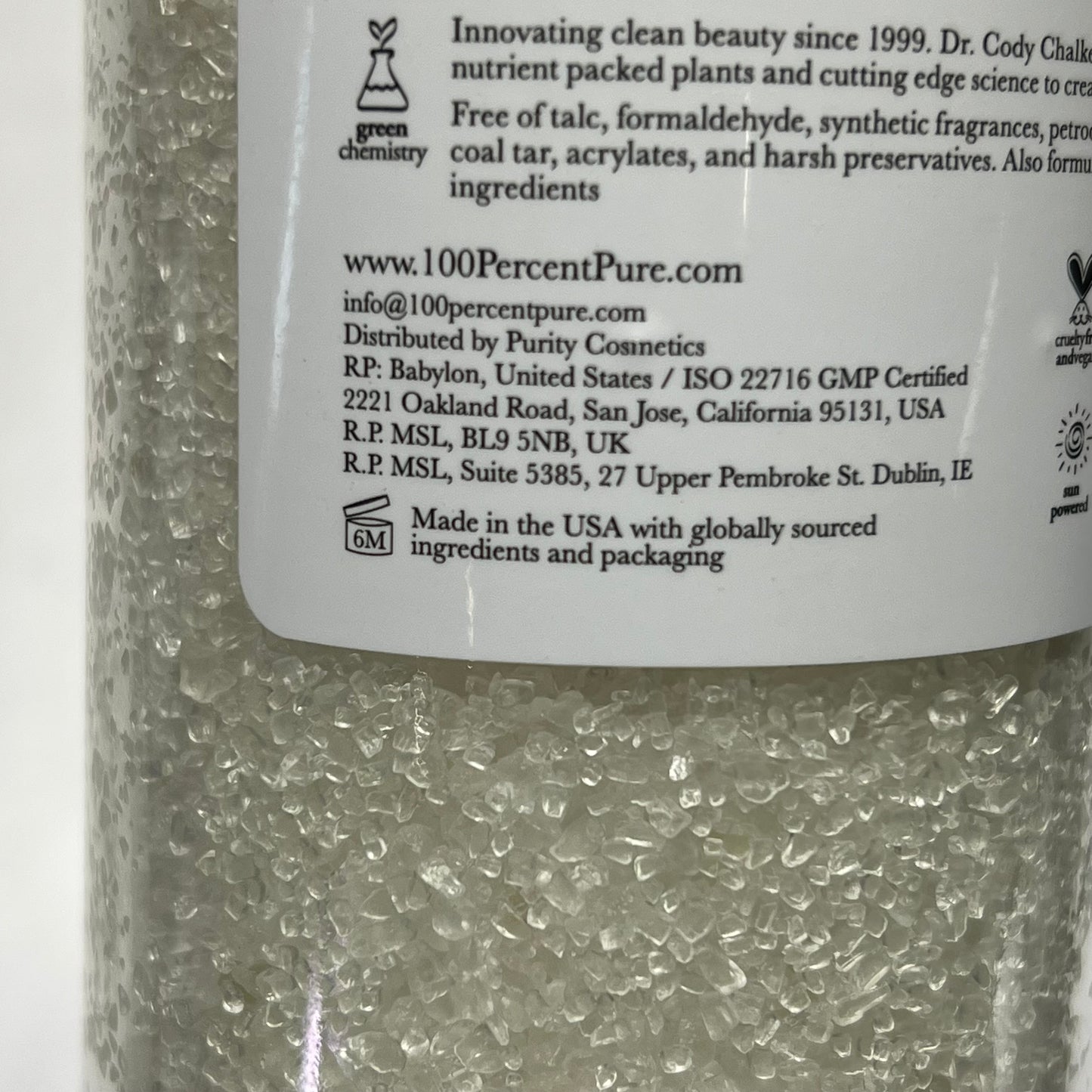 100% PURE Lavender Sea Therapy Bath In Glass Jar Natural & Vegan 15 Oz White