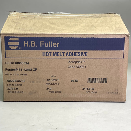 H.B. FULLER Zeropack Hot Melt Adhesive 31 lbs Translucent FOSTER 83-13HM ZP