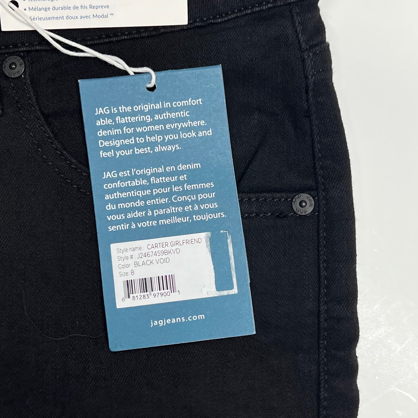 JAG Carter Mid Rise Girlfriend Pant Women's Sz 8 Black Void J2467459BKVD