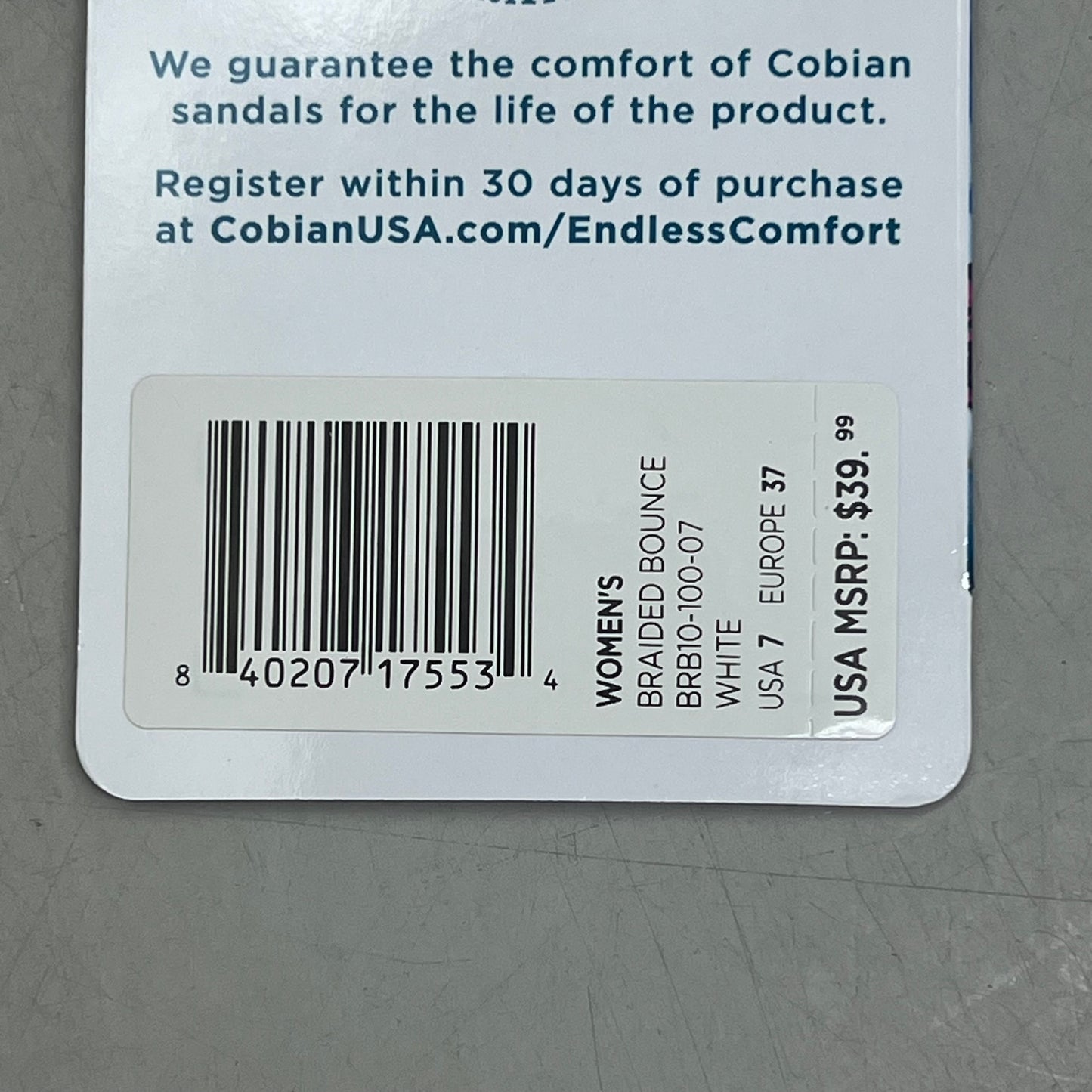 COBIAN Braided Bounce Synthetic Leather Sandals Women's Sz 7 EU 37 White BRB10-100-7