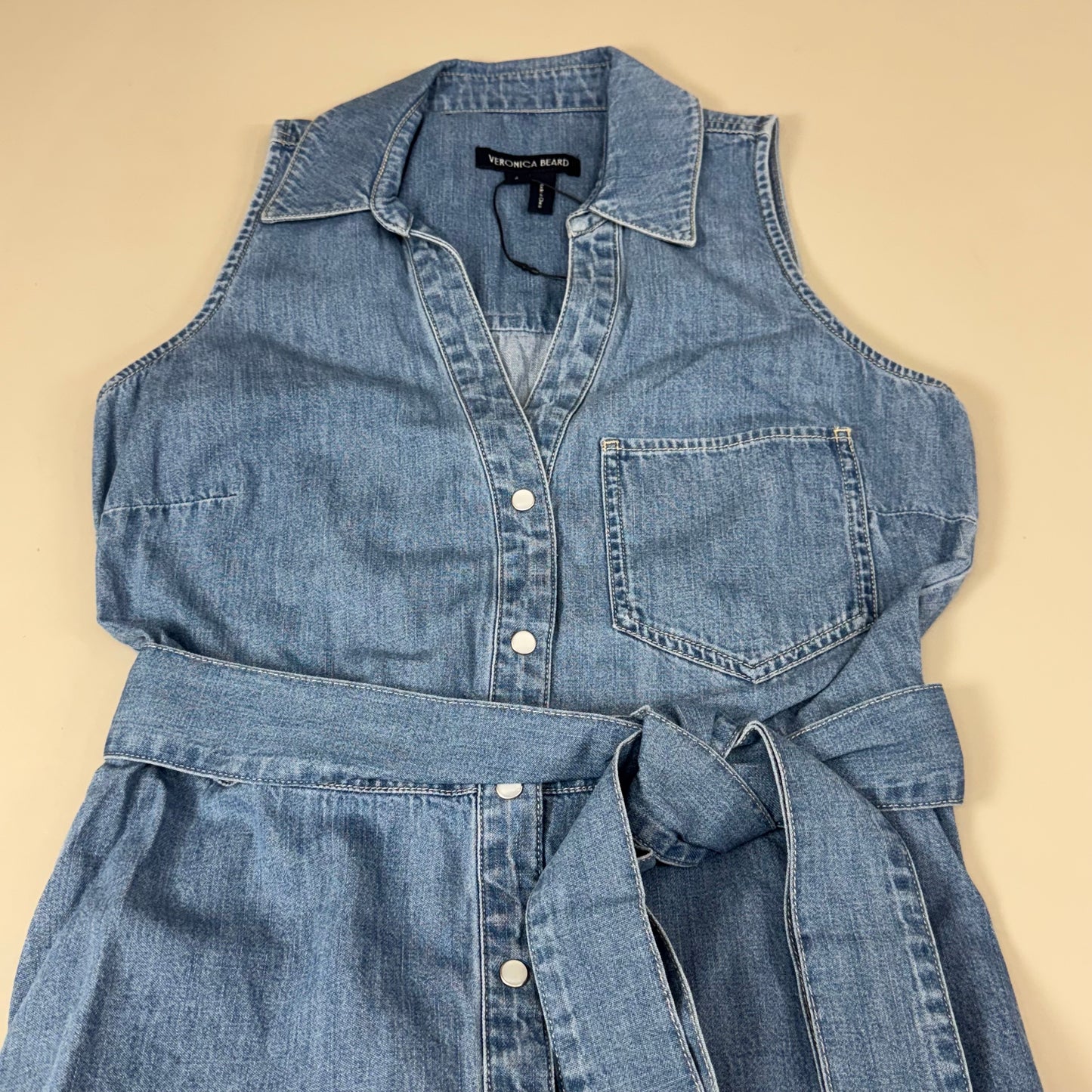 VERONICA BEARD Jeans Edwina Sleeveless Midi Dress Sz-4 Iceberg J24067101287IC