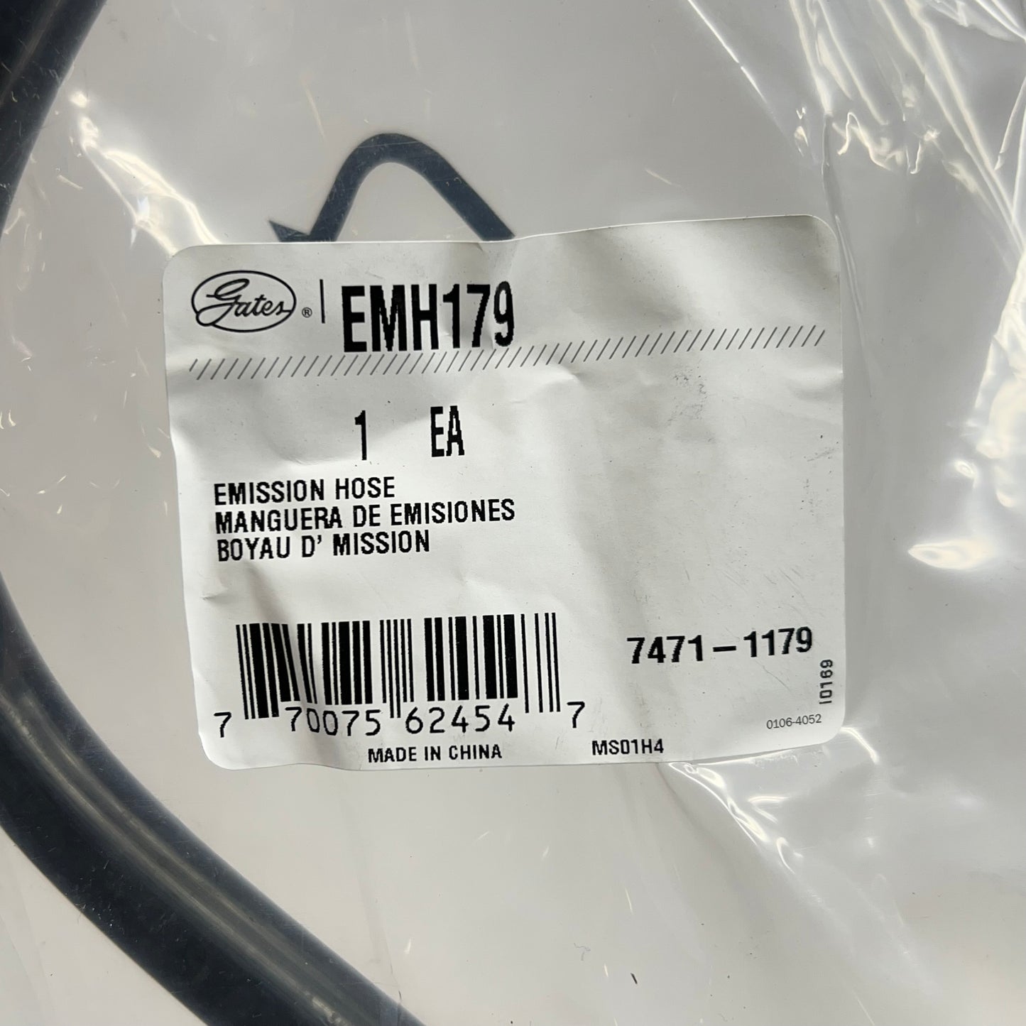 GATES Plastic Rubber Emissions Control Ventilation Hose 16" Black EMH179
