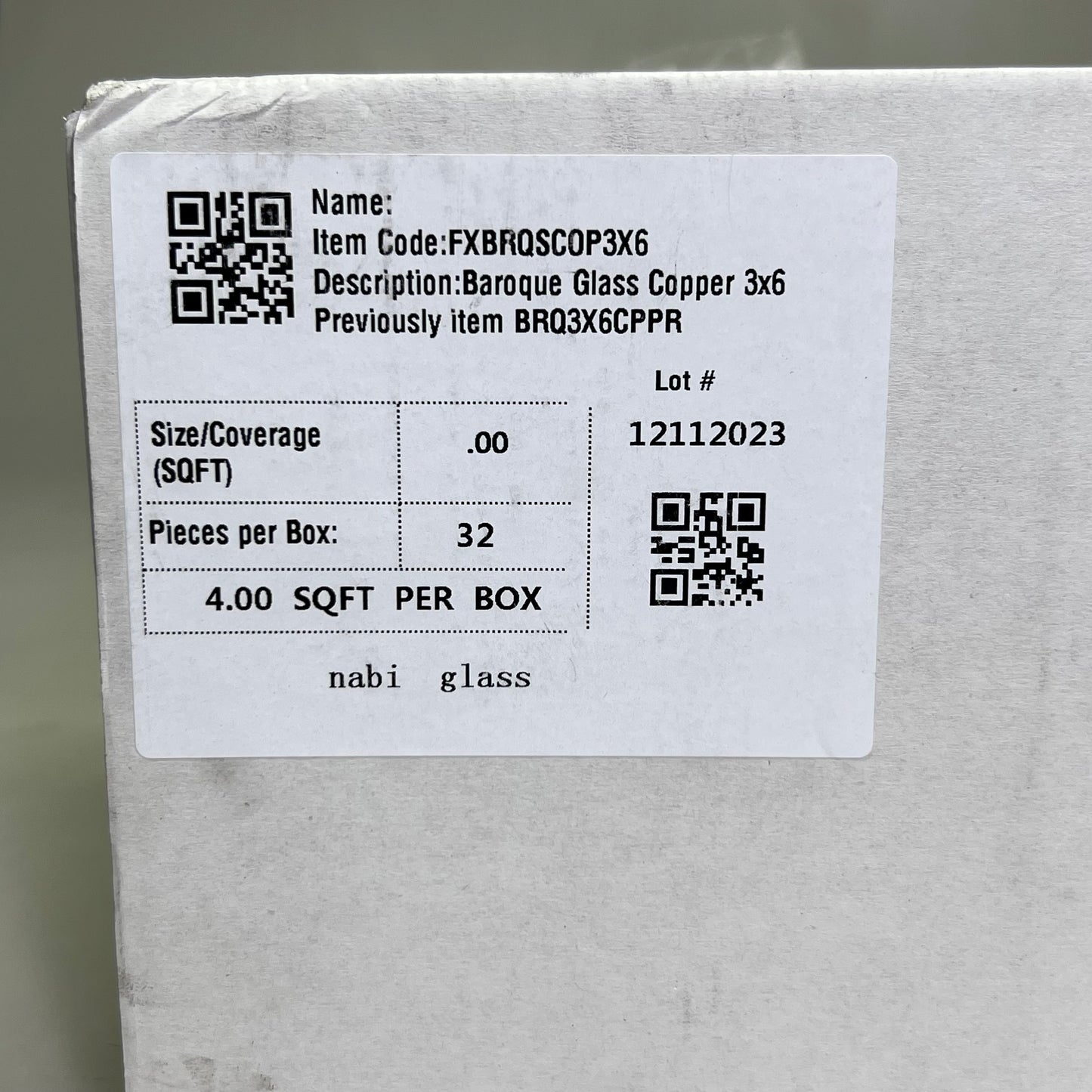 Home Decor (32 Pcs) Baroque Glass Copper Subway Tile 3x6 FXBRQSCOP3X6