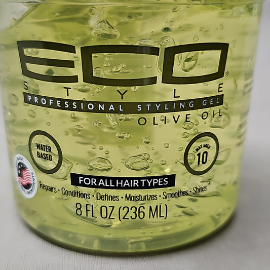 ZA@ ECO STYLE (12 PACK) Professional Styling Gel Olive Oil All Hair Types 8 fl oz BB 12/24 C