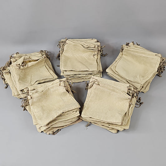 DRAWSTRING POUCH 100 Count 4.75" x 4.75" Medium Fabric Bag for Gifts, Party & Wedding Favors, Jewelry, Game Pieces (New)