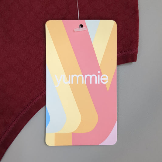 YUMMIE Amber Mid Waist Thong Women's Underwear Sz M/L Cab-Red YT5-296 (New)