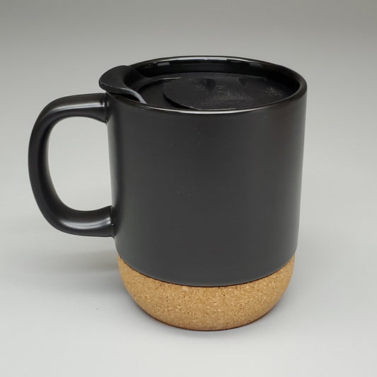 CERAMIC MUGS (12 PACK) w/ Cork Base & Lid Black AC566-00