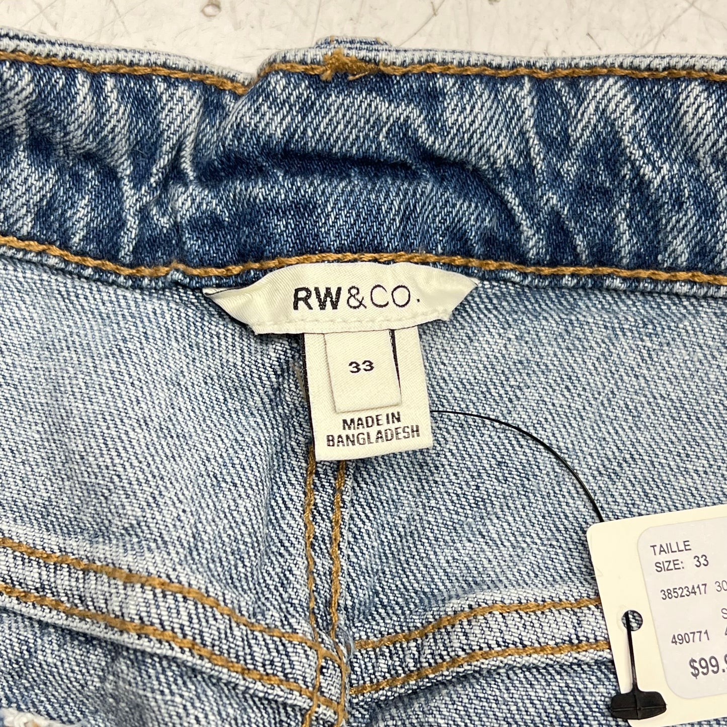 RW & CO Slouchy Mid-rise Jeans Cuffed Legs Women's Sz 33 Light Wash 490771