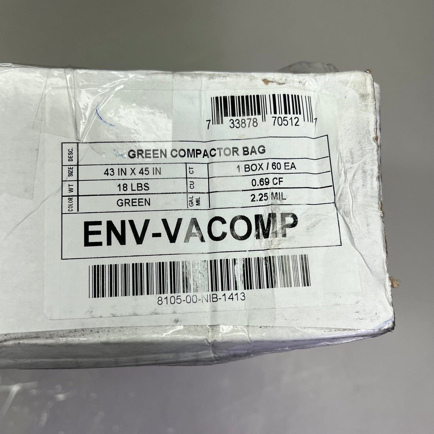 ENVISION (60 PACK) Green Compactor Bag Pro Performance Trash Bags 43"x45" Green ENV-VACOMP (As-is)