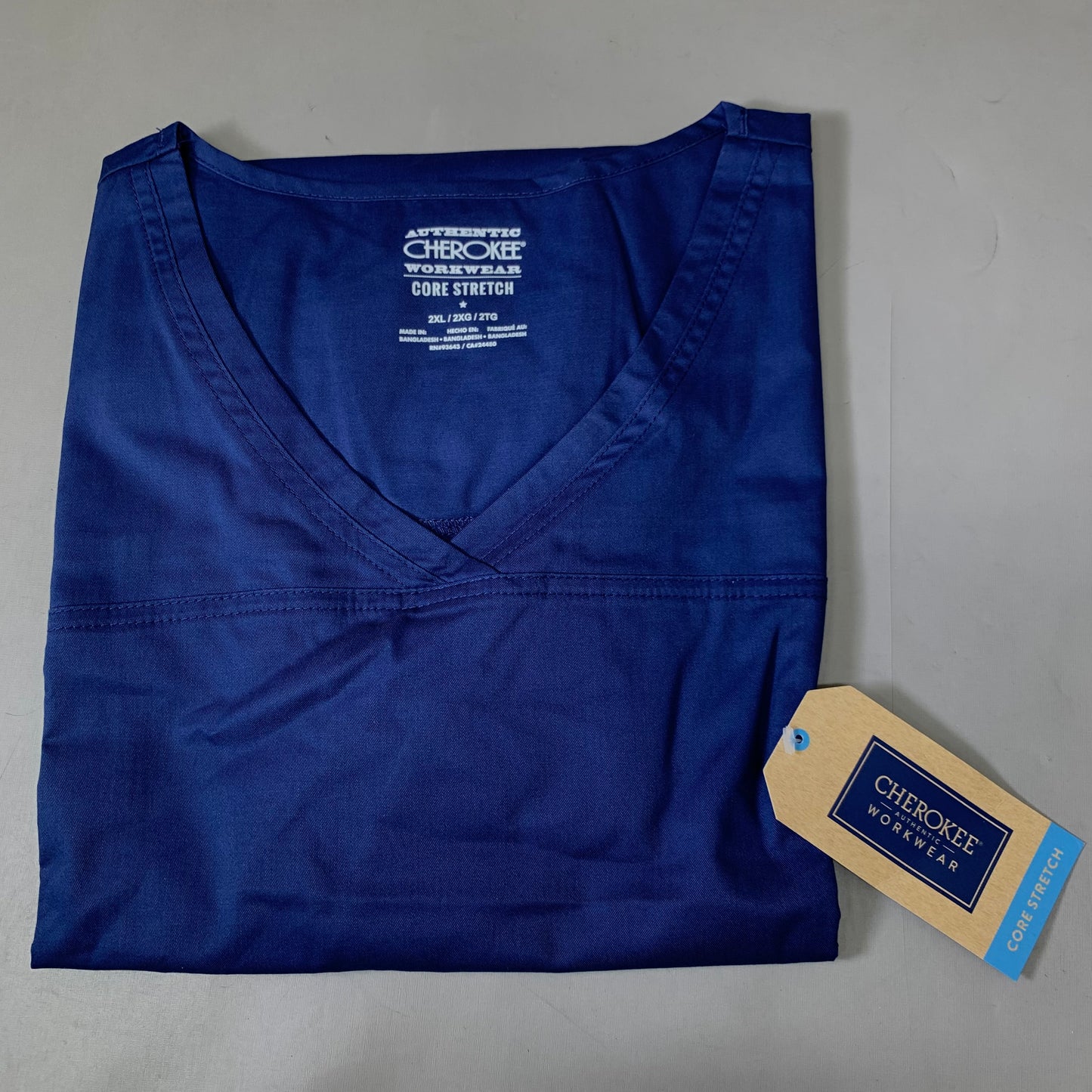 CHEROKEE Modern Classic Scrubs Top Core Stretch Women's SZ 2 XL Navy 4727