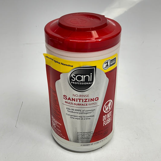 ZA@ SANI PROFESSIONAL (6 PACK, 175 EACH) No-Rinse Sanitizing Multi Surface Wipes 7.75" X 5" White (Distressed Packaging)