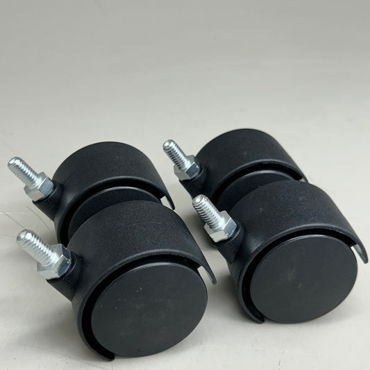 (4 Pack) Swivel Black Plastic Rolling Castor Wheels 3" Overall Length Black