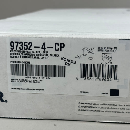 KOHLER Avid Widespread Lever Bathroom Faucet Polished Chrome 97352-4-CP