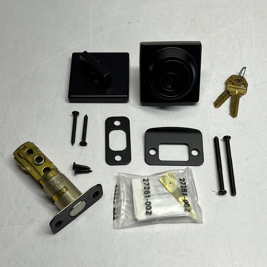 KWIKSET (2 PACK) Contemporary Square Single Cylinder Deadbolt Black 96600-744