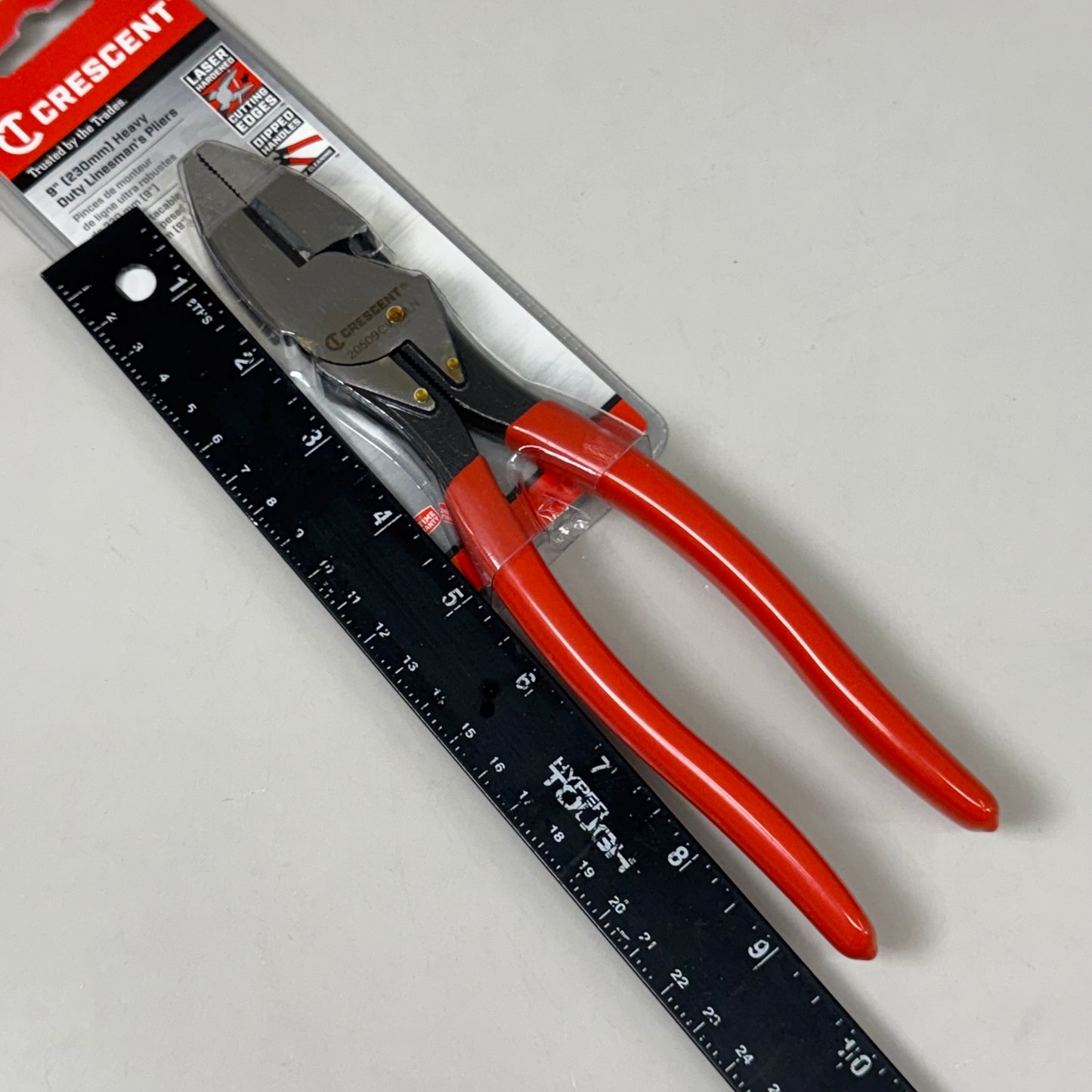 CRESCENT 9" Lineman's Compound Action Dual Material Pliers Red