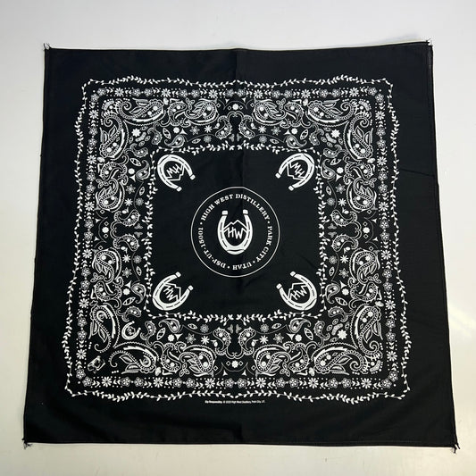 HIGH WEST DISTILIERY (2 PACK) Park City Utah Bandana Merchandise 21"x21" Black