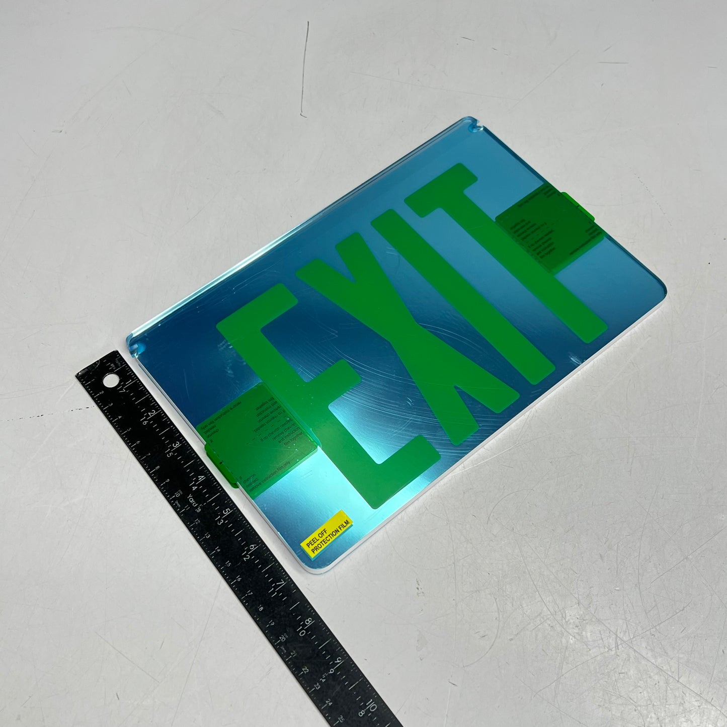 Edge-lit Acrylic Exit Sign Replacement 9 5/8x12 x 2" Green/Mirror H-8562