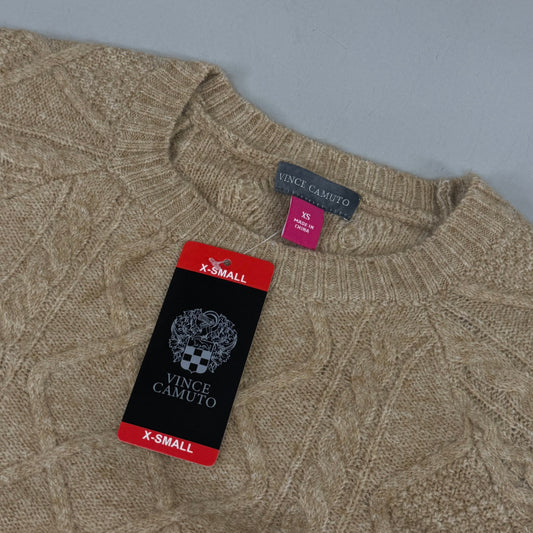 VINCE CAMUTO Cable Knit Sweater Women's Sz-XS Latte Heather SC2895