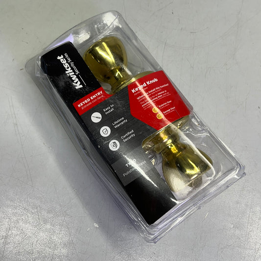 KWIKSET Tylo Polished Brass Entry Door Knob 1-1/3" Polished Brass 94002-828