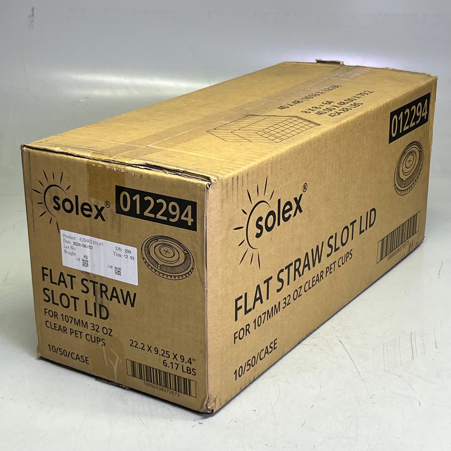 SOLEX (500 LIDS) Flat Straw Slot Lid 32 oz 012294