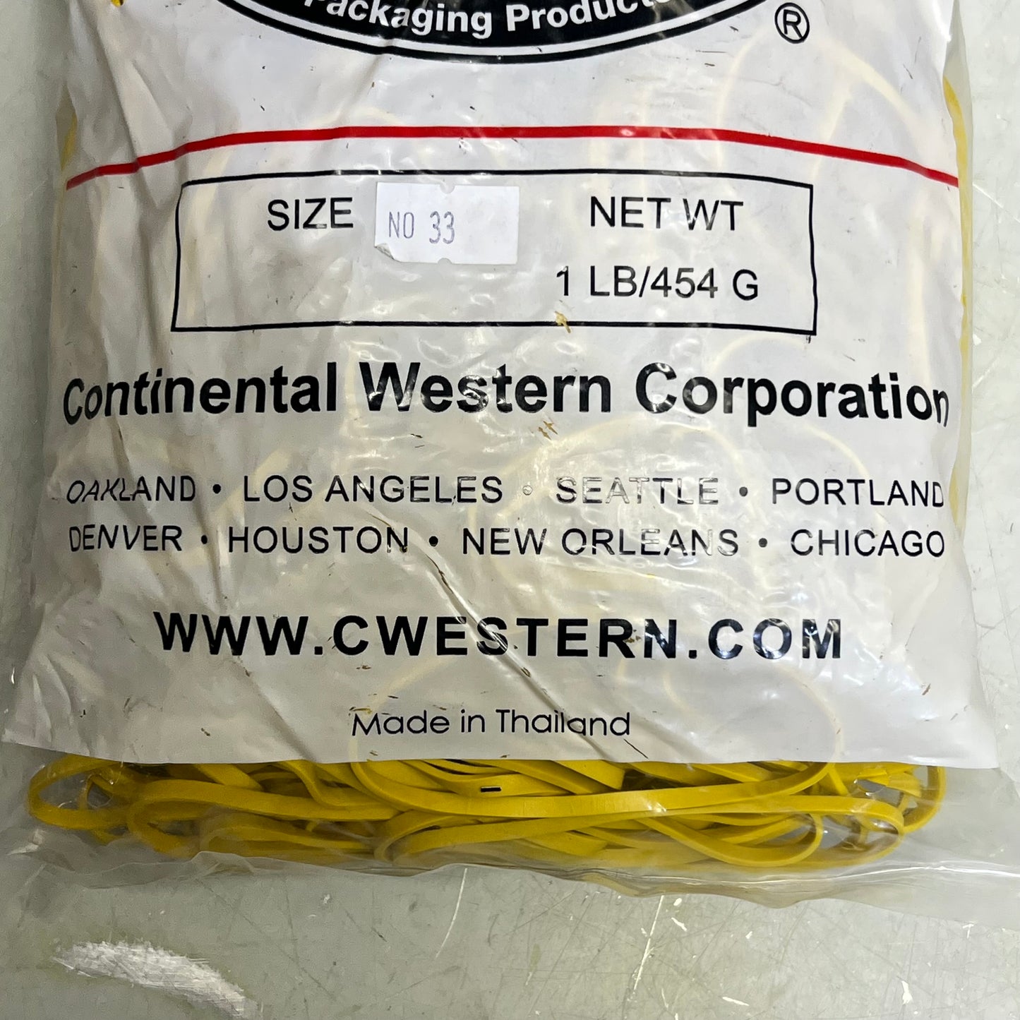 CWC (1 LB BAG) Rubber Bands #33 1/2" x 1/8" Yellow Crepe 230466