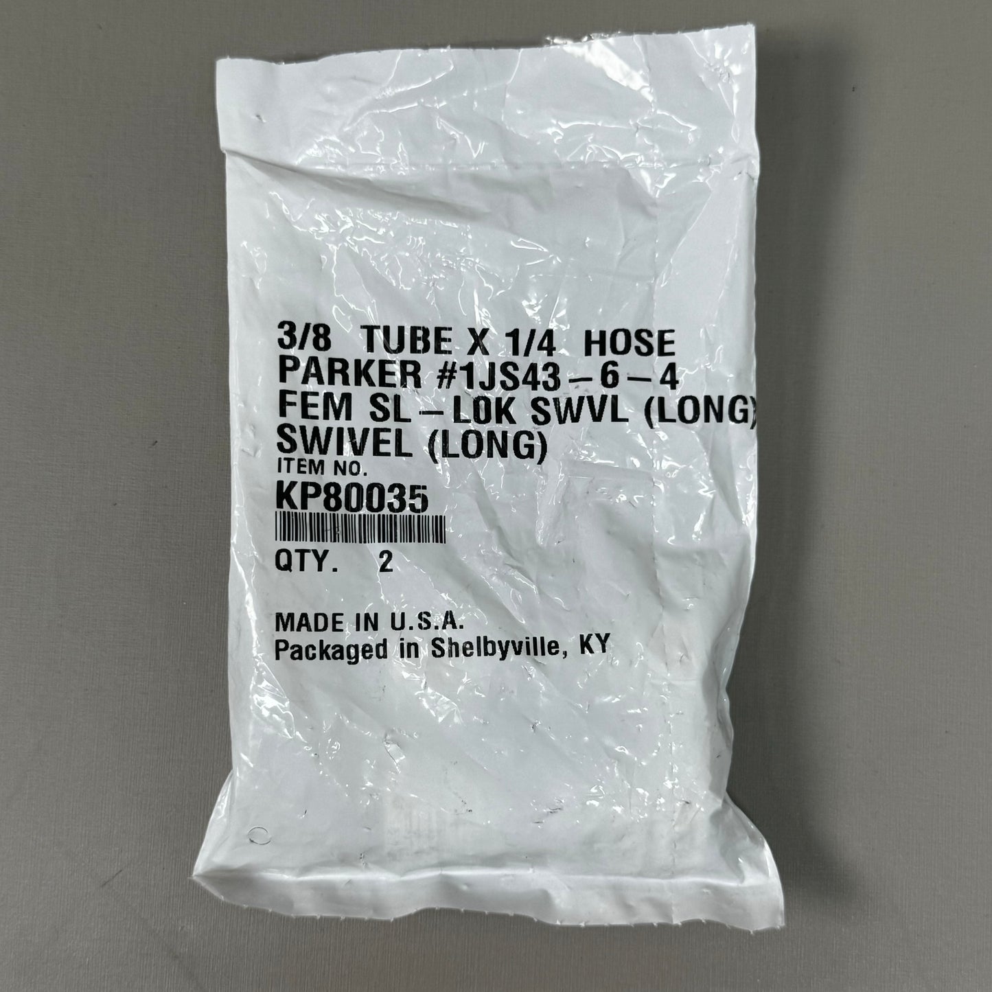 PARKER (2 PACK) Hydraulic Hose 1JS43-6-4 Female Swivel 3/8" x 1/4" Steel KP80035