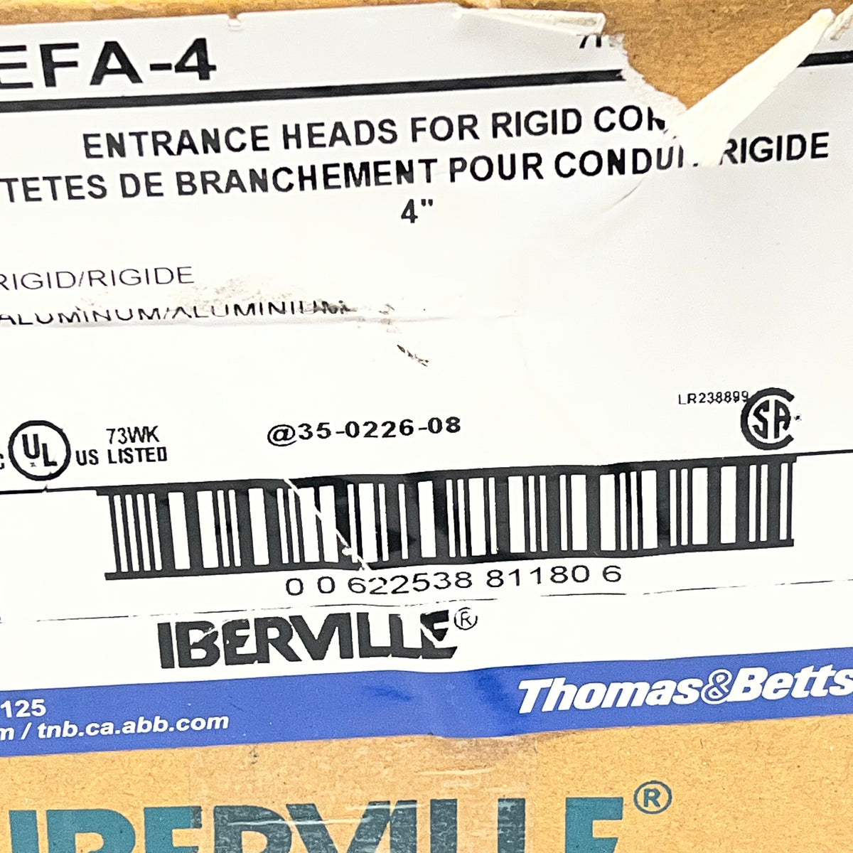 THOMAS & BETTS Iberville Entrance Head Rigid Cast Aluminum 4" 5 Hole CIEFA-4