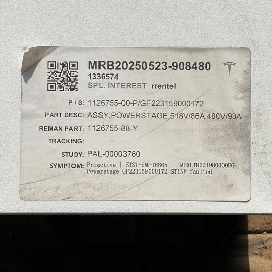 TESLA Powerstage Assembly or Power Wall 518V/86A, 480V/93A White (USED)