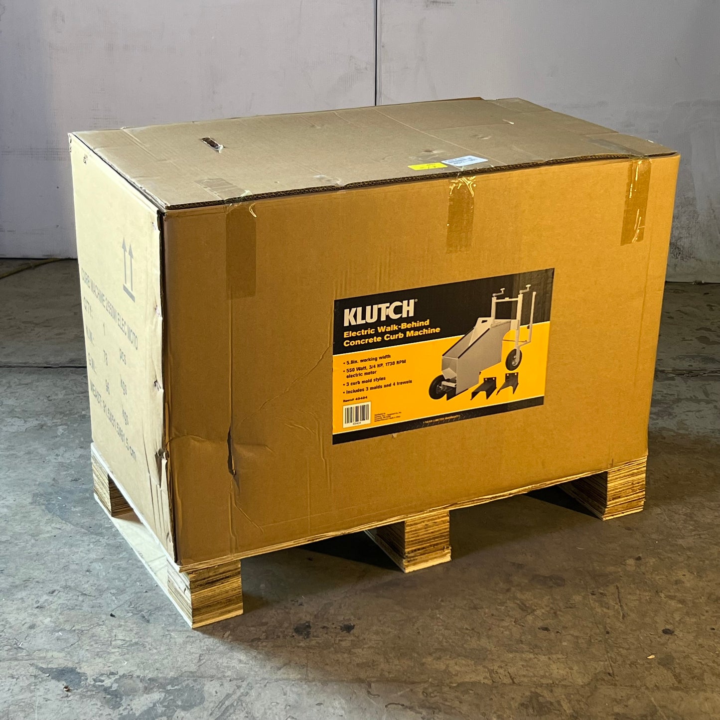 KLUT-CH Electric Walk-behind Concrete Curb Machine 550Watt, 1730RPM Sz 36"L x 17.5"W x 21"H, Grey 49404