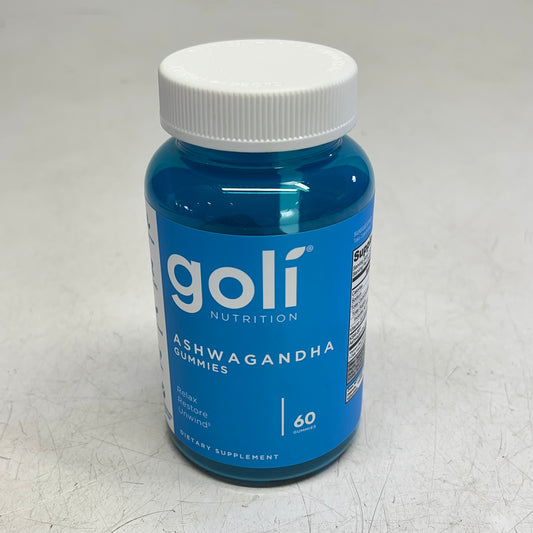 GOLI NUTRITION (2 PACK, 60 EACH) Ashwaganda Gummies Vitamins 30 Serving BB 10/27